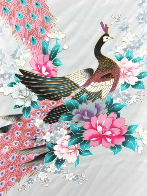Peacock Faux Silk Satin Fabric 48"W - White Peacock Faux Silk Satin Fabric 48"W - White