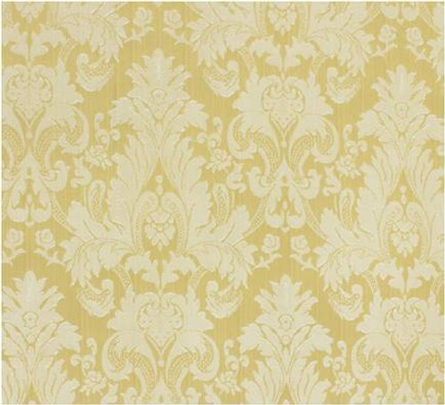Damask Faux Silk Fabric - Yellow & Gold