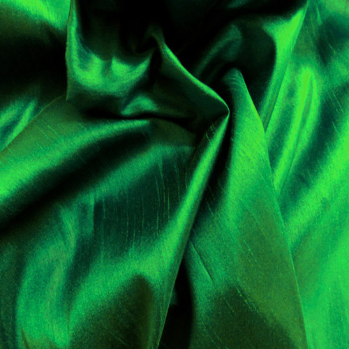 Faux Silk Dupioni Poly Silk Fabric - Emerald Green