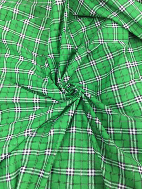 Plaid Tartan Print Fabric 44"W - Green