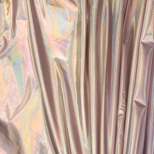 Metallic Foil Lame Spandex Knit Fabric - Rose Gold Hologram