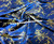 Royal Blue & Gold Silk Shantung Cherry Blossom Brocade