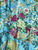 Anna Louise & Louise Odier Rose Flowers Floral Print Faux Silk Satin 48"W Fabric- Turquoise Blue