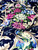 Anna Louise & Louise Odier Rose Flowers Floral Print Faux Silk Satin 48"W Fabric - Dark Blue