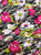 Floral Faux Silk Satin 60"W Fabric - Black-Hot Pink-Green
