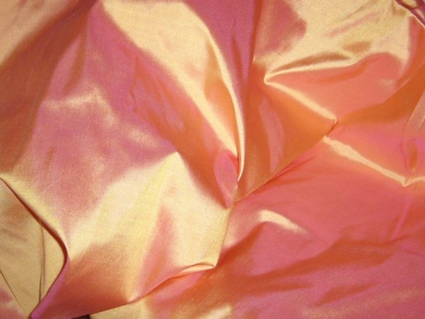 Cream Gold Shot Pink 100% Authentic Silk Fabric