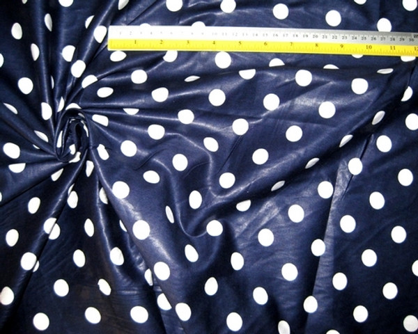 Polished Cotton Polka Dot Fabric 44"W - White on Dark Blue 