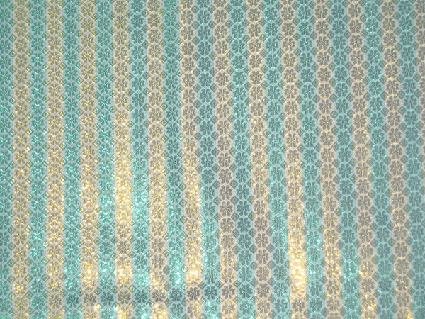 Stripe Floral Bling Bling Metallic Brocade Fabric - Emerald & Gold