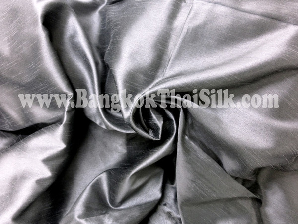 Faux Silk Caprice Dupioni 60"W Fabric - Dark Silver Grey