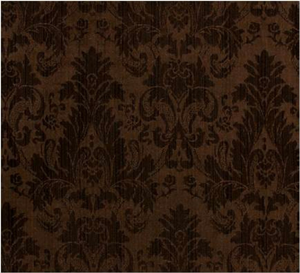 Damask Faux Silk Fabric - Brown & Chocolate