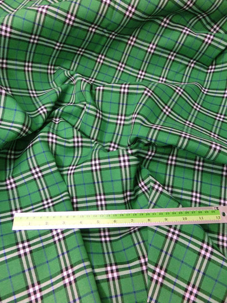 Plaid Tartan Woven Cotton Fabric 44"W - Green