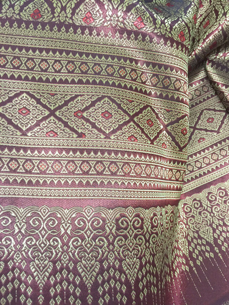 Thai Silk Damask 40"x72" Fabric - Dark Red Gold