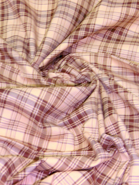 Plaid Tartan Woven Cotton Fabric 44"W - Light Brown