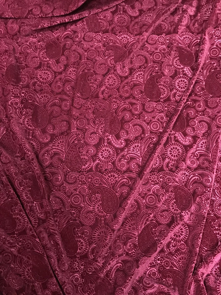 3D PAISLEY EMBOSS STRETCH VELVET 60"W - RED WINE