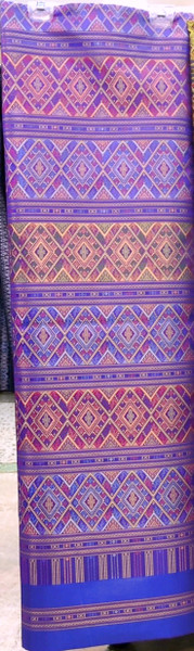 Traditional Thai Silk Damask  Fabric 40"x80" for Thai-Laos Skirt (Praewa) Purple