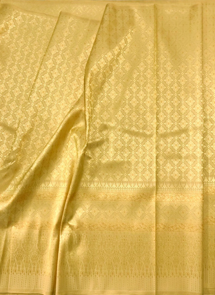 Traditional Thai Silk  Fabric 40"x70" for Thai-Laos Skirt (Lanna) - Golden Gold