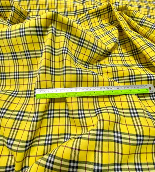 Plaid Tartan Woven Cotton Fabric 44"W - Yellow