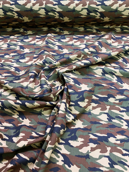 Army Camouflage Print 100% COTTON 44"W Fabric Material - Green Brown