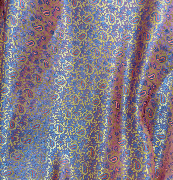 Paisley Indian Silk Fabric Material 48"W BTY Blue Shot Red
