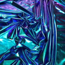 Metallic Foil Lame Spandex Knit Fabric - Peacock Iridescent Hologram