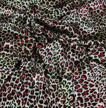 Cheetah Leopard Animal Print Satin 48"W Fabric - Gold Red