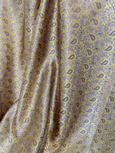 Paisley Indian Silk Fabric Material 48"W BTY Gray & Old Gold