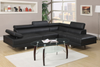 2pc Contemporary Black Leather Sectional