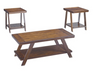 3pc Traditional Coffee Table Set in Burnished Brown "Bradley"