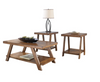 3pc Traditional Coffee Table Set in Burnished Brown "Bradley"