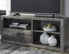 Rustic LG TV Stand w/Fireplace Option in Weathered Gray Pine "Derekson"