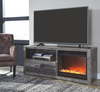 Rustic LG TV Stand w/Fireplace Option in Weathered Gray Pine "Derekson"