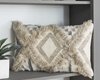 Diamond Patterned Throw Pillow in Natural Cotton Wool "Liviah"