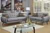 2pc Retro Styled Sofa Set in Grey Polyfiber