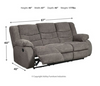 Contemporary Reclining Sofa in Gray Chenille "Tulen"