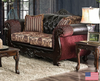 Traditional Love Seat in Burgundy/Dark Brown "Quirino"