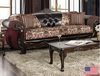 Traditional Love Seat in Burgundy/Dark Brown "Quirino"