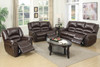 Brown Bonded Leather Motion Rocker Recliner with Studded Trimming