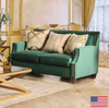 Transitional Sofa & Love Seat in Emerald Green "Verdante"