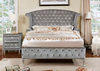 Padded Flannelette Eastern King Bed Frame in Grey "Alzire"
