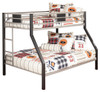 Contemporary Twin/Full Bunk Bed w/Ladder in Black/Gray "Dinsmore"