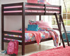 Contemporary Twin/Twin Bunk Bed w/Ladder in Dark Brown  "Halanton"