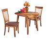 3pc Casual Round Drop Leaf Dining Table Set in Rustic Brown "Berringer"