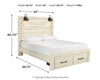 Whitewash Queen Bed Frame w/Storage  "Cambeck"