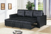 Convertible Sofa in Black Leather (Pull Out Bed)