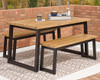 Town Wood Outdoor Dining Table Set in Brown/Black (Set of 3)