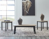 3pc Coffee Table Set in Natural/Black "Waylowe"