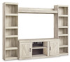 4pc Entertainment Center w/Fireplace Option in Whitewash