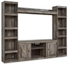 4pc Entertainment Center w/Fireplace Option in Whitewash