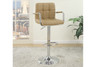 Brown Tufted Cubed Bar Stool W/Arms