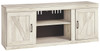 LG TV Stand in White w/Fireplace Option